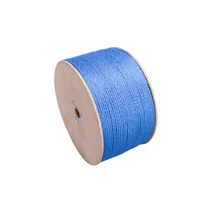 Fabrieksleverancier Professionele Levering Pp Twisted Touwtje Blauw Met Houten Haspel 6Mm X 500M