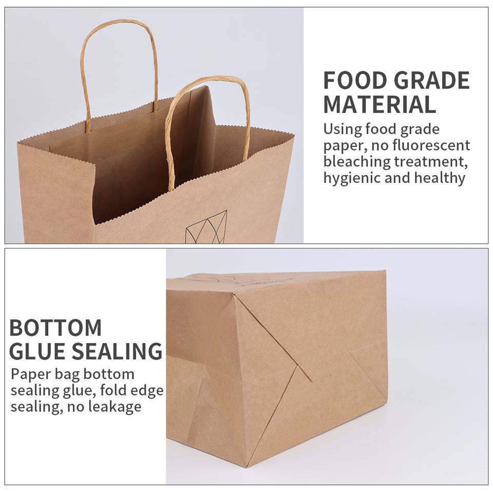 restaurant packaging Wholesale Customize Shopping Kraft Paper Bag Gift Packaging for Supermarket