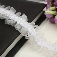 Ruban de dentelle élastique plissé ZSY de 4 cm de large, en organza écologique, pour couture, bricolage, artisanat, robe de bébé, vêtement, volant