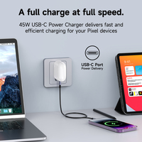 Vente en gros 45W PD 3.0 Compatible GaN Chargeur rapide pour ordinateurs portables Tablettes Accessoires mobiles avec prise UE Protection ignifuge Inde