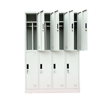 Armoire de rangement moderne en fer à 8 portes pour vêtements, idéale pour chambre, bureau à domicile, salle de sport, hôpital, centre commercial et dortoir