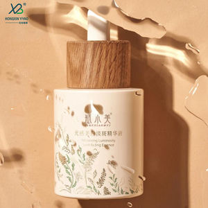 Toptan 30ml bambu ahşap daire özü yağ şişesi gümüş daire damlalık özel buzlanma kozmetik cam şişe cilt bakımı serumu - Product Image 3