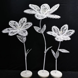 LANJO <b>White</b> <b>Lace</b> Flower Art Installation Elegant Vintage Modern Giant Floral Backdrop Decoration for Wedding Party Stage Indoor - Product Image 1