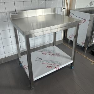 VICTORY KITCHEN High Quality Stainless <b>Steel</b> <b>Workbench</b> with backsplash Inox Table Bakery Equipment Hotel & Restaurant Supplies - Product Image 2