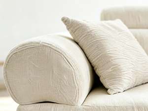 Divano Premium Effetto Lino Crema, Senza Struttura, Confezionato Sottovuoto, Nessun Montaggio Richiesto, Tessuto Personalizzabile - Product Image 1