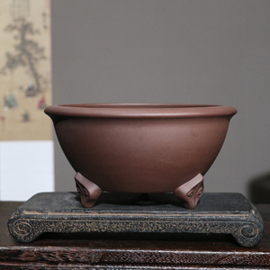 Pot à bonsaï en argile violette, brûleur d'encens en céramique Yixing à trois pieds, style zen de bureau - Product Image 1