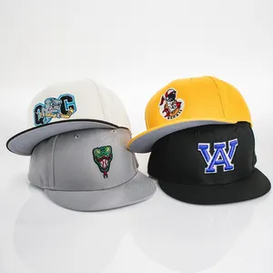 Custom 6 Pane Flat Brim Hat Diseño de su logotipo Deportes al aire libre Vintage Snapback Gorras para los hombres