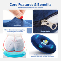 Coussin d'assise en mousse à mémoire de forme en forme de donut pour le soulagement des hémorroïdes et des douleurs au coccyx, réduction de la pression dorsale, housse amovible et lavable