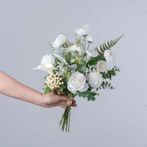 Bouquet de fleurs artificielles Ferry Crossing, roses blanches et lys Calla, décoration de mariage, décoration murale pour la maison CF01455 - Product Image 2