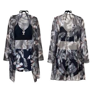 Conjunto de Bikini de Dos Piezas con Top Corto Brasileño de Tirantes Cruzados en V, de Secado Rápido, en Spandex/Poliéster con Cordones, para Moda de Playa - Product Image 1