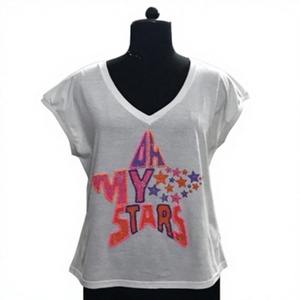 Camiseta de Algodón de Manga Corta con Cuello en V para Mujer, Ligera, al Mejor Precio - Product Image 5