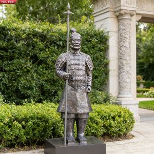 YOUFINE Statue <span class=keywords><strong>de</strong></span> Guerrier en <span class=keywords><strong>Terre</strong></span> <span class=keywords><strong>Cuite</strong></span> Bronze, Sculpture Historique Chinoise Classique pour Jardin - Product Image 1