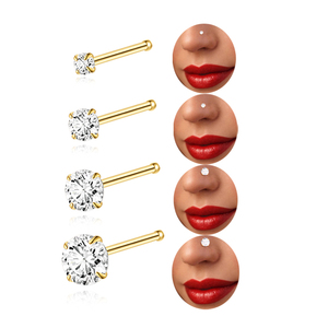 CANNER Anillo de Nariz Clásico de Plata de Ley 925 con Zirconia de 4 Puntas, de 2mm, 3mm, 4mm, 5mm, Regalo de Boda de Moda - Product Image 3