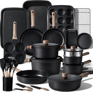 Juego de Utensilios de Cocina Antiadherentes de Titanio Ecológicos, Resistentes al Calor, con Tapa de Vidrio, Compatibles con Todo Tipo de Estufas - Product Image 1