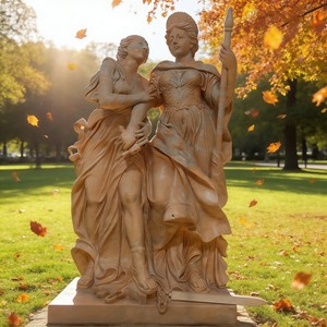Estatua de Guerrera Europea para Exteriores, Escultura de Luchadora, Estatuas Romanas Femeninas de Tamaño Real, Estatuas de Guerreros de Mármol Rojo Atardecer - Product Image 5