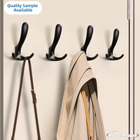 Crochet double en aluminium robuste noir mat, anti-rouille, pour manteaux, chapeaux, peignoirs et serviettes de salle de bain, quincaillerie de mobilier personnalisée