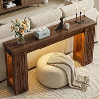 Console moderne de style farmhouse de 47 pouces avec lumières LED colorées, design en bois, motifs sculptés uniques, montage facile, rangement pour villa et hôtel