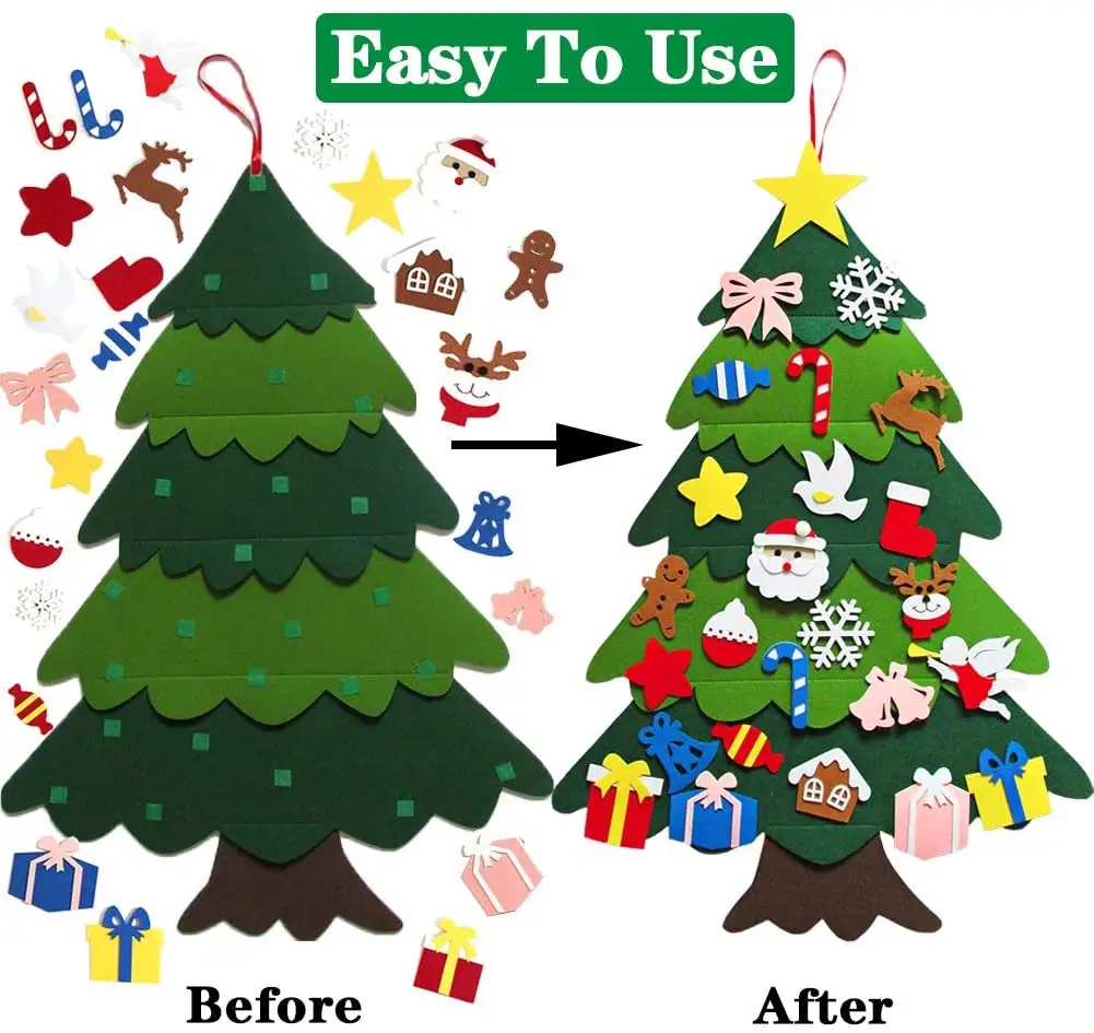 DIY Home Decoration Felt Christmas Tree Set Wall Hanging Children's Felt Christmas Craft Kits for Wall Decoration