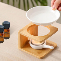 Aromathérapie décoration de la maison pour Yoga méditation en bois brûleur à huile essentielle parfumée cire fondre brûleur en céramique