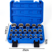 Juego de Llaves de Tubo de 1/2 Pulgada, Universales, Métricas, de 8-32 mm, de 12 Puntas, de Acero Cr-V, 19 Piezas, para Reparación Automotriz