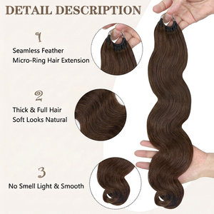 FH Body Wave Miracle Knot Crochet Cheveux Humains # 4 Tresses au crochet en cheveux humains, couleur marron, avec pointe à plumes - Product Image 2