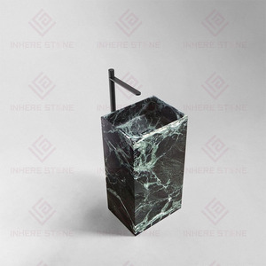 Elegante Lavabo Freestanding in Marmo Verde Alpi per Bagni di Lusso, Hotel e Ville - Product Image 3