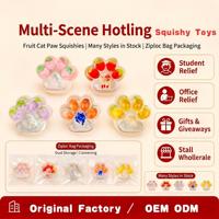 Jouet Squishy Patte de Chat Mignonne en TPR, Rempli d'Eau, Paillettes Fruitées, Jouet Anti-Stress Liquide Kawaii, Cadeau pour Enfants, Idéal pour Fêtes