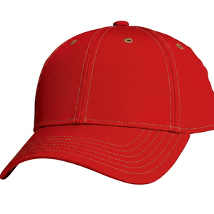 Gorra de Béisbol Roja de 6 Paneles, Color Sólido, Ajustable, Unisex, Tela de Sarga, Estilo Casual, Gorra para Adultos - Product Image 1