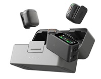 Micrófono Inalámbrico Profesional Lavalier para Conferencias, Set de 3 Piezas, Dos Transmisores, Un Receptor, Caja de Carga, Inalámbrico 2.4G con Cancelación de Ruido