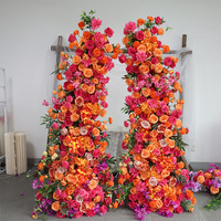 Kunstzijde oranje roze rozen bloemenbogen bruiloft achtergrond voor binnen en buiten feest decoratie