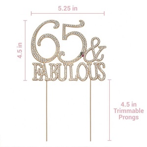 Oro rosa Glitter Ciao 65 Cake Topper-Cheer per 65th Anni-65 e Favoloso Cake Topper-65th di compleanno/Anniversario di Matrimonio - Product Image 2