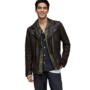 Blouson Bomber en Cuir et Toile pour Homme, Col Montant, Logo Frontal, Imperméable, Respirant, Tendance, Moderne, Style Clubbing, Vestes en Cuir - Product Image 1