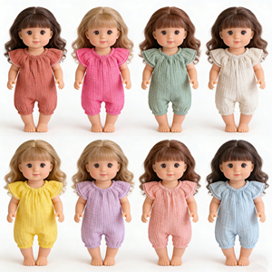 Tenue pour poupée nouveau-né de 13-15 pouces, combinaison à volants en coton mousseline, vêtements pour jouets de filles - Product Image 5