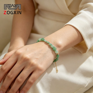 ZOGXIN Green Natural Stone Bracelet Gold Clasp Unisex Fashion Jewelry Gift - Product Image 2