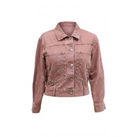Veste en jean courte à rivets pour femme, style streetwear, vintage, délavée, à manches longues, vente en gros