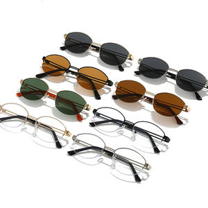 高レベルビンテージスタイルの金属フレームサングラス女性用古いお金美容ブラックメガネUV400凹面日焼け止めシェード - Product Image 5