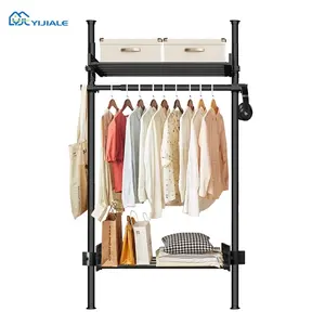 Tipo China Rack roupas piso vertical armazém Diy metal portátil roupas pesados Rack