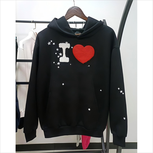 Felpa con Cappuccio Oversize in Cotone 100% French Terry di Alta Qualità 2025, Stampa 3D Ragno per Stampa a Rilievo, Manica Lunga con Colletto 555 - Product Image 4