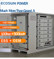 Batterie industrielle LiFePO4 500 kWh ESS avec armoire haute tension 100 kW à refroidissement par air pour l'égalisation des pics de consommation solaire en Europe