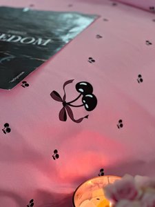 Anh đào màu hồng in cô gái dễ thương 3 pcs hoa trải giường Quilt coverlet chắp vá 100% cotton đàn hồi sâu túi Ga Trải Giường thiết lập - Product Image 5