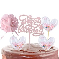 Meilleures ventes : 5 décorations de gâteau Princesse Rose, décorations Joyeux Anniversaire en forme de cœur et de perles pour l'anniversaire des filles