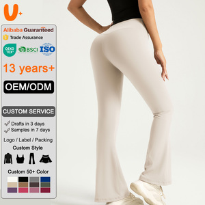 Leggings évasés doux pour femmes, personnalisables avec logo, de haute qualité, respirants, anti-transparence, taille haute, pour la gym, le <span class=keywords><strong>sport</strong></span> et le yoga - Product Image 1
