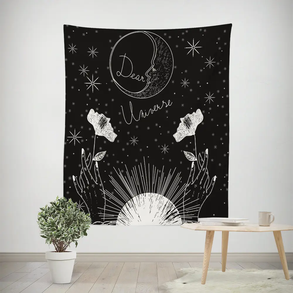 3D style Burning Sun and Moon star Tapestry 59'' X 82.6'' inch
