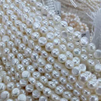 Perles de culture d'eau douce naturelles blanches en gros, haute brillance, bouton 6-7mm, en vrac pour la fabrication de bijoux DIY