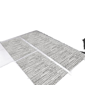 Set di 3 Tappeti Antiscivolo per <span class=keywords><strong>Cucina</strong></span>, Runner Geometrico Misto 1,30m X 45cm, 65cm X 45cm, Fatto a Mano, Strisce Caramello e Nero - Product Image 3