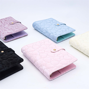 A6 chất kết dính bìa hình trái tim khâu PU da 6 vòng lá lỏng lẻo bơm lại máy tính xách tay Snap đóng cửa vòng Vòng chất kết dính - Product Image 2