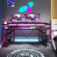 Table de jeu 75 "en gros d'usine avec support de moniteur, grande table PC avec lumières LED, bureau à domicile, noir