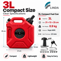 Bidon de carburant portable 3L en PEHD vierge avec bec verseur, bouchon de ventilation et fixation pour VTT, UTV, 4x4, moto tout-terrain – Approvisionnement direct usine