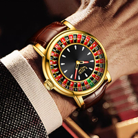 Montre pour homme LIGE 89161, cadran rotatif, thème Las Vegas Roulette, montre de bureau, étanche, lumineuse