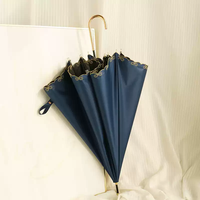 Parapluie Droit Femme Anti-UV 90cm Protection 100% UV UPF50+ Léger Durable Anti-Vent Baleines en Fibre de Verre Ouverture Manuelle